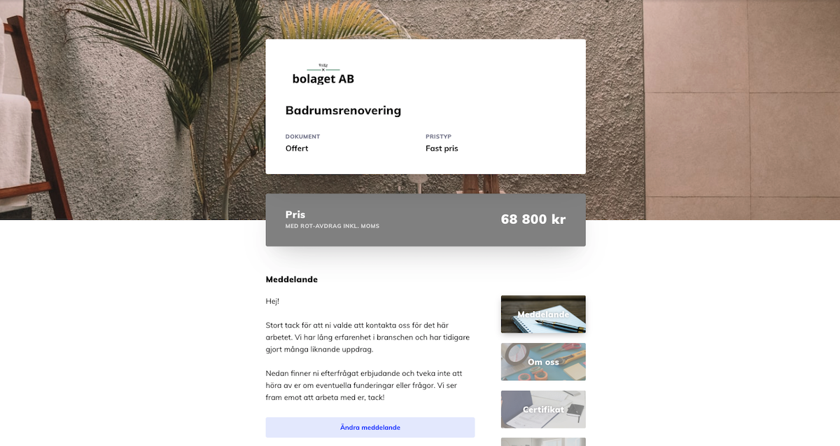 Snygg offertmall
