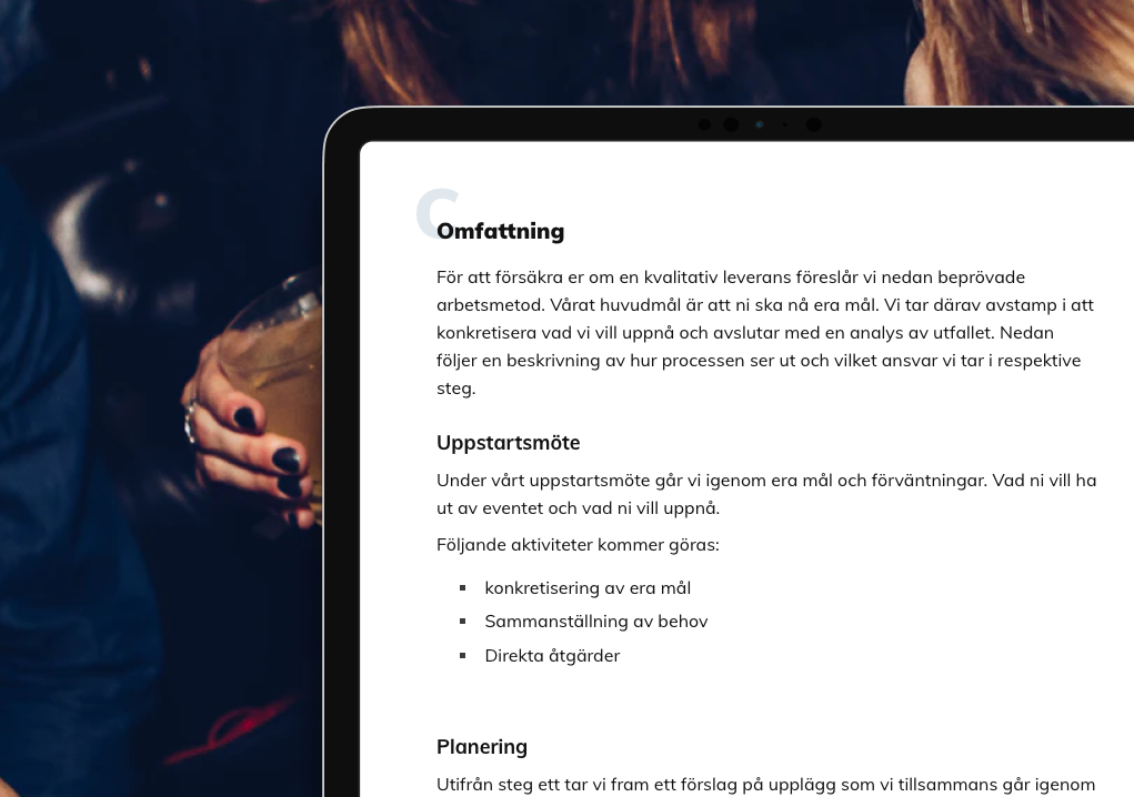 Sektioner för tjänster